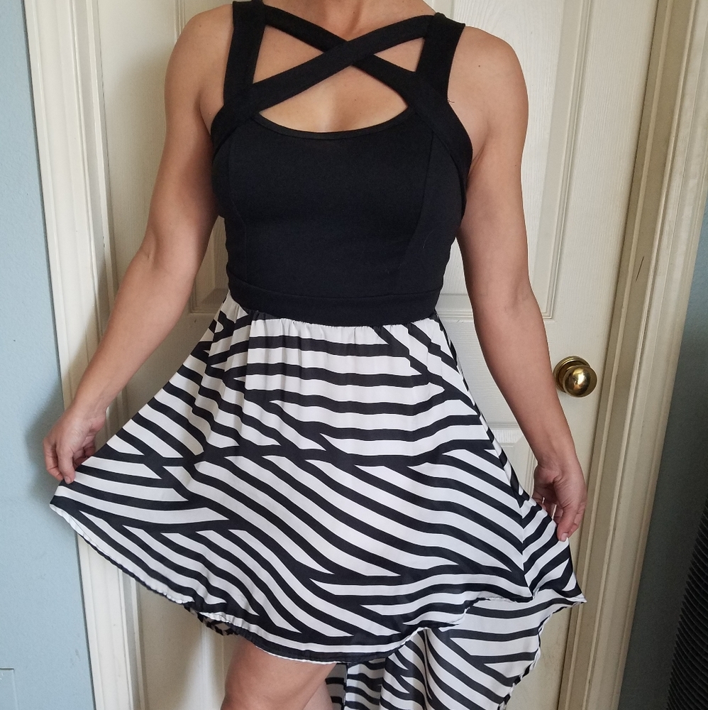 High-low striped dress